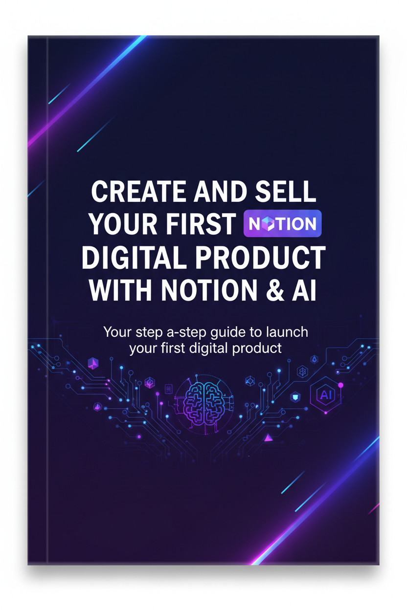 Create and Sell Your First Digital Product with Notion and AI - Ebook Cover